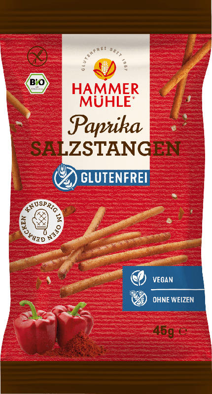 Hammermühle Paprika Salzstangen, glutenfrei