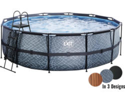 Aufstellpool Framepool-Set EXIT StonePool rund Ø 450x122 cm inkl Sandfilteranlage & Leiter Steinoptik