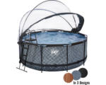 Hornbach Aufstellpool Framepool-Set EXIT StonePool rund Ø 360x122 cm inkl. Sandfilteranlage, Abdeckung & Leiter Steinoptik