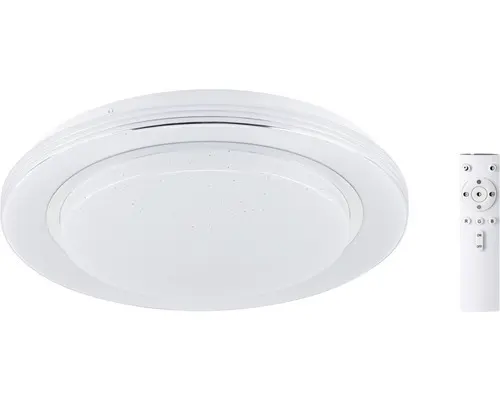 LED Deckenleuchte 24W 750 lm RGB warmweiß mit Farbwechsel HxØ 70x375 mm SpacyColor chrom mit Fernbedienung + Regenbogeneffekt + Tunable White + Nachtlichtfunktion