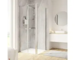 Pendeltüre mit Seitenwand Schulte ExpressPlus Garant 2.0 900x900x2000 mm Türanschlag links Seitenwandanschlag rechts Echtglas Klar hell chrom