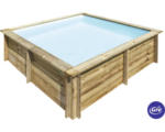 Hornbach Aufstellpool Holzpool-Set Gre eckig 225x225x68 cm inkl. Kartuschenfilteranlage, Skimmer, Leiter & Bodenschutzvlies holz