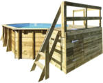 Hornbach Aufstellpool Holzpool-Set Gre eckig 225x225x68 cm inkl. Sandfilteranlage, Skimmer, Leiter, Bodenschutzvlies & Deck holz