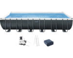 Hornbach Aufstellpool Framepool-Set Intex Ultra Quadra XTR eckig 732x366x132 cm inkl. Sandfilteranlage, Leiter, Abdeckplane, Bodenschutzvlies & Anschlussschlauch grau