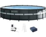 Hornbach Aufstellpool Framepool-Set Intex Ultra Rondo XTR rund Ø 549x132 cm inkl. Sandfilteranlage, Leiter & Verrohrung grau