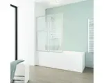 Hornbach Badewannenfaltwand Schulte 2-teilig 1180x1400 mm Echtglas Dekor Querstreifen alpinweiß inkl. Handtuchhalter ausziehbar