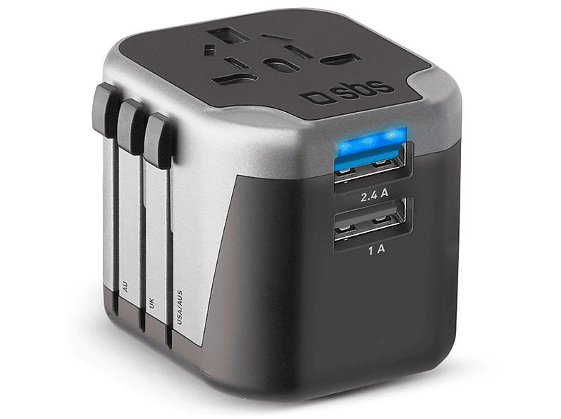 SBS 18795 Universal-Reiseadapter mit 2-fach USB-A