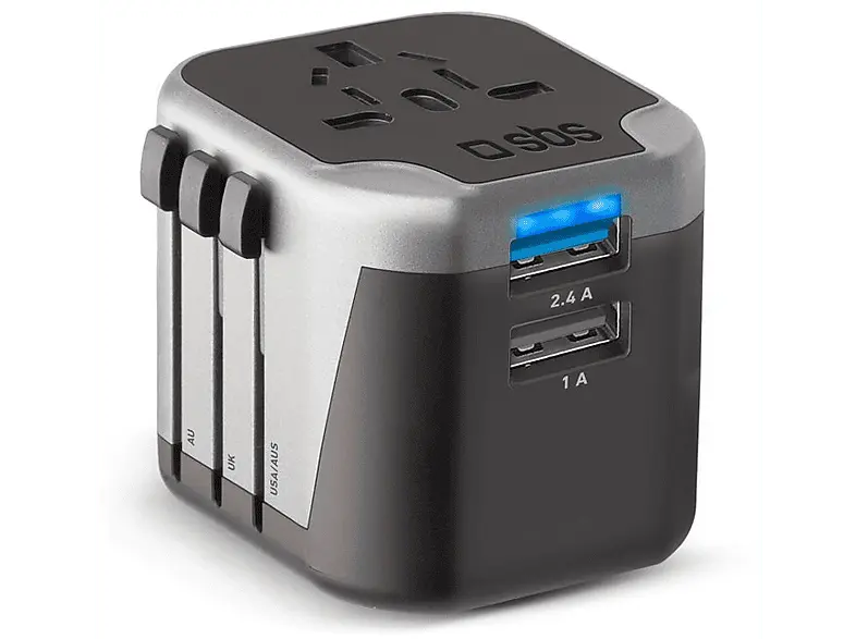 SBS 18795 Universal-Reiseadapter mit 2-fach USB-A