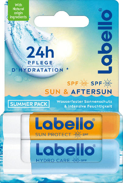 Labello Lippenpflegestift Sun & Hydro Aftersun Sommermix Set​ (2x4,8 g)