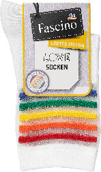 Fascino Socken mit Regenbogen-Ringeln weiß Gr. 35-38