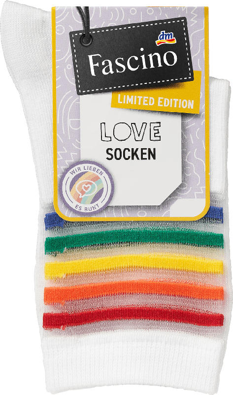 Fascino Socken mit Regenbogen-Ringeln weiß Gr. 35-38