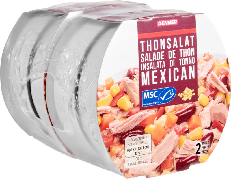 Salade de thon Mexican Denner , 4 x 160 g