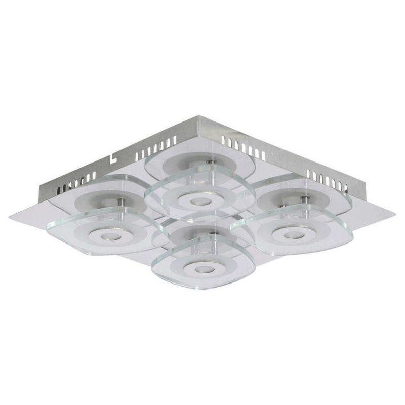 Näve Leuchten LED-Wand- und Deckenleuchte Lucca NV1190959 silber Metall Glas B/H/L: ca. 31x7x31 cm null 4 Brennstellen