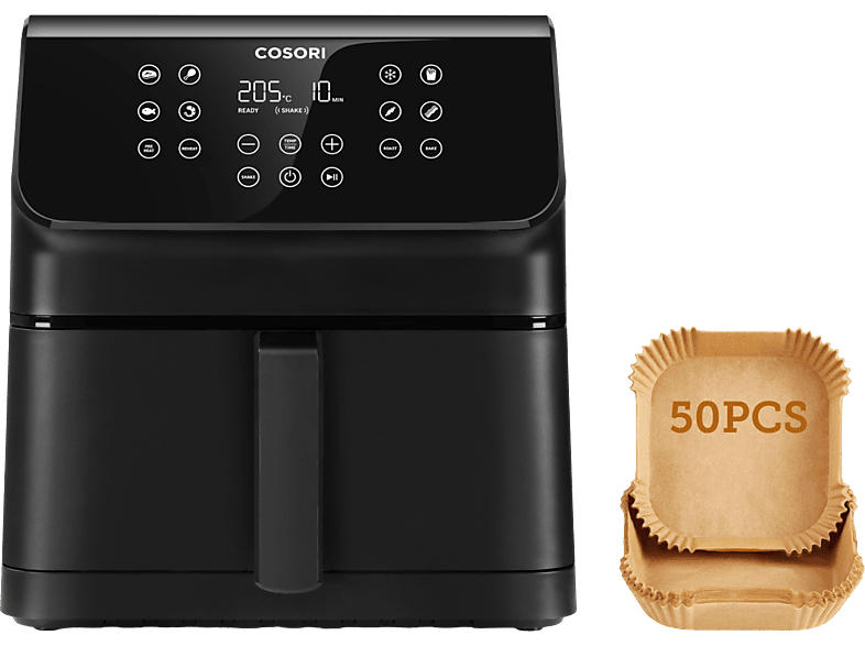 Cosori Premium II Chef Edition, CAF-P651-KEUR Heißluftfritteuse (6,2 l, 1700 Watt, Schwarz)