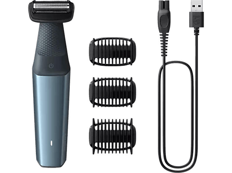 Philips BG3027/03 Series 3000 Bodygroomer, Wasserfester Trimmer, Blau, Akkubetrieb