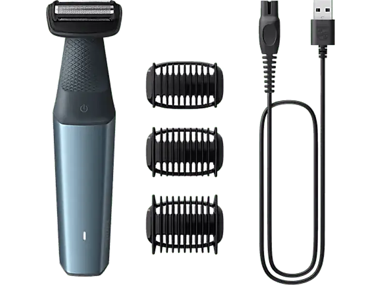 Philips BG3027/03 Series 3000 Bodygroomer, Wasserfester Trimmer, Blau, Akkubetrieb