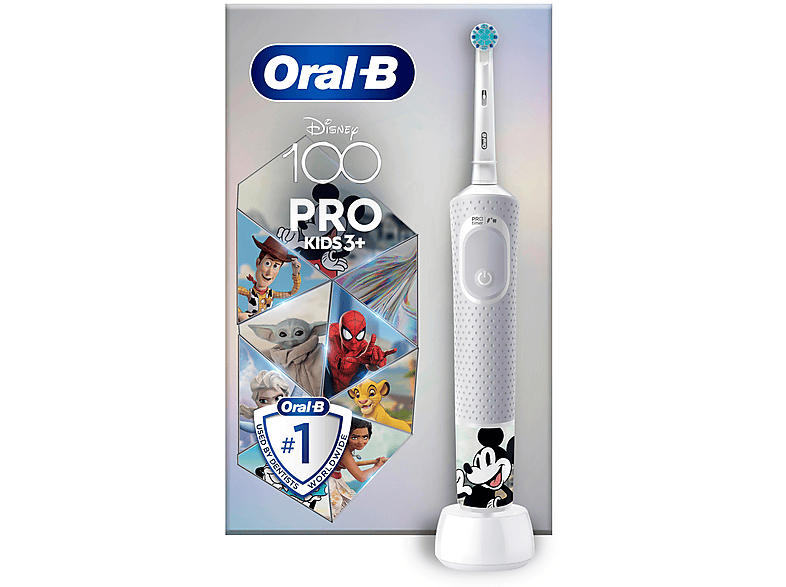 Oral-B Vitality Pro 103 Kids Disney 100 Jahre Special Edition, Elektrische Kinderzahnbürste ab 3 Jahren Weiß