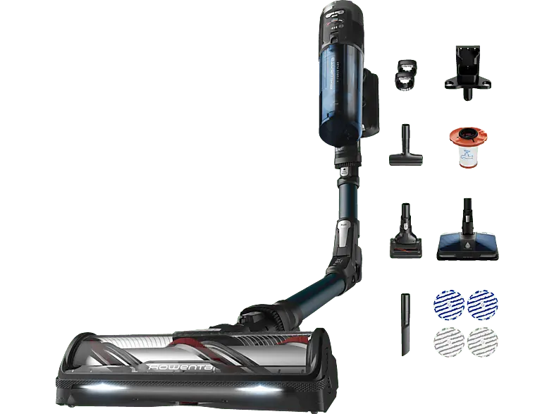Rowenta RH9AD1 X-Force Flex 13.60 Animal Aqua Aerospin Akku Staubsauger (0,65 l, Akkulaufzeit: 1 h, Blau/Schwarz) mit 5 Jahre Geräteschutz