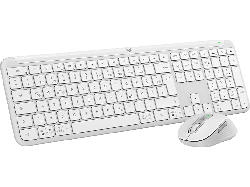 Logitech Signature Slim Combo MK950 Desktop Set, Bluetooth, USB-Empfänger, QWERTZ, Grauweiß