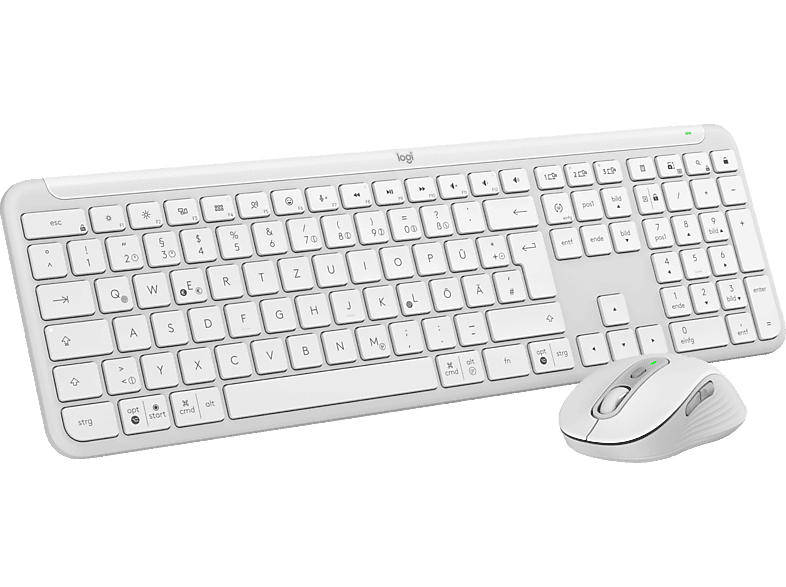 Logitech Signature Slim Combo MK950 Desktop Set, Bluetooth, USB-Empfänger, QWERTZ, Grauweiß