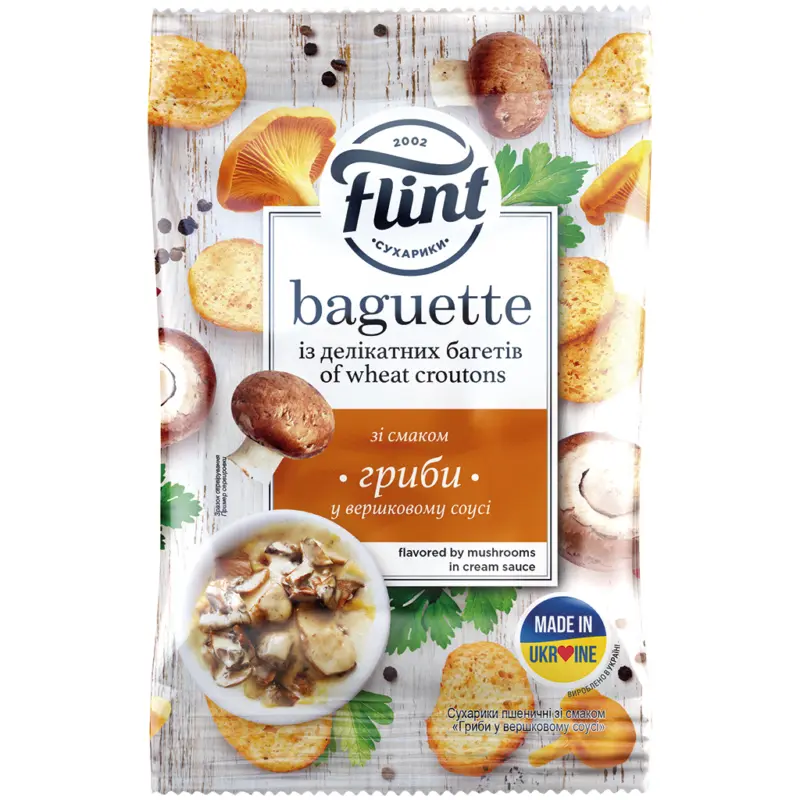 Snack aus Weizenbrot mit Pilzgeschmack