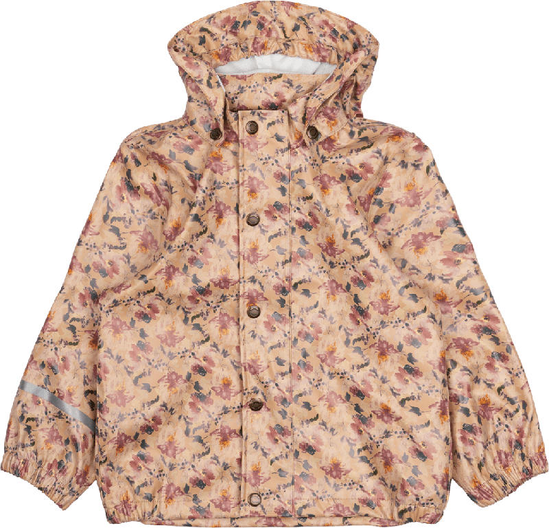 Mikk-Line Regenjacke mit Blumen-Muster, braun & rosa, Gr. 98/104