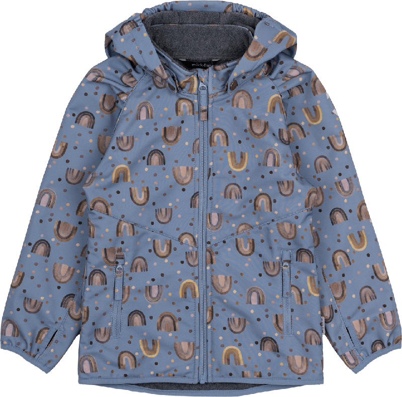 Mikk-Line Softshelljacke mit Regenbogen-Muster, blau, Gr. 110/116