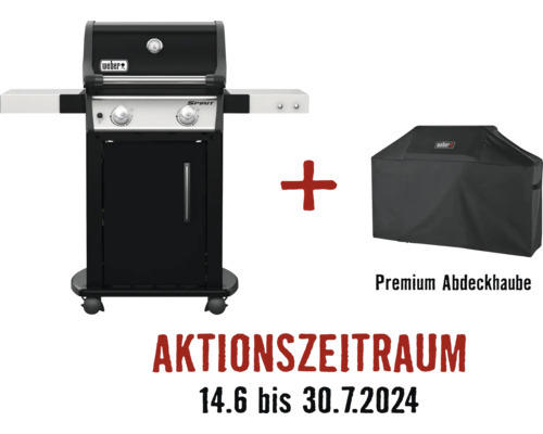 Gasgriller Weber Spirit E-215 GBS schwarz mit 2 Brenner, Deckel emailliert, GBS-Grillrost, Deckelthermometer und Aromaschienen