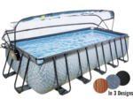 Hornbach Aufstellpool Framepool-Set EXIT StonePool rechteckig 540x250x122 cm inkl. Sandfilteranlage, Leiter & Abdeckung Steinoptik