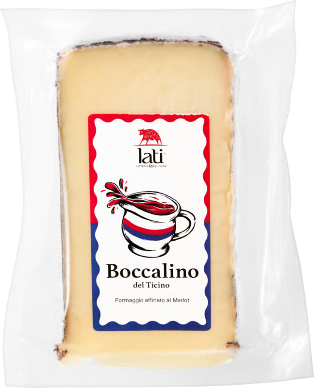 Formaggio a pasta semidura Boccalino del Ticino Lati, affinato al Merlot, 200 g