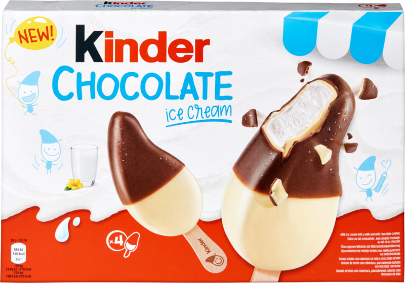 Kinder Chocolate Ice Cream Sticks , 4 pièces, 220 ml