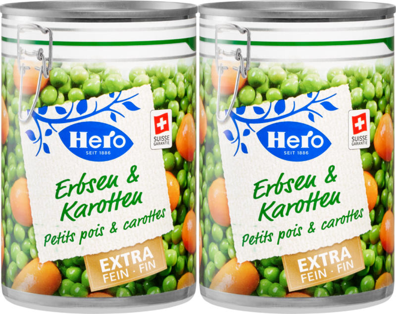 Petits pois et carottes fins Hero , 2 x 260 g