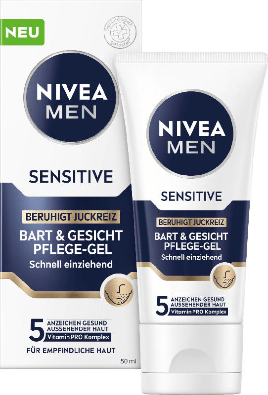 NIVEA MEN Bart & Gesicht Pflegegel, sensitive