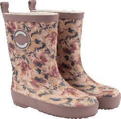 Mikk-Line Gummistiefel mit Blumen-Muster, braun & rosa, Gr. 28/29