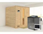 Hornbach Massivholzsauna Karibu Wojave inkl. 9 kW Bio Ofen u.ext.Steuerung ohne Dachkranz mit Holztüre und Isolierglas wärmegedämmt