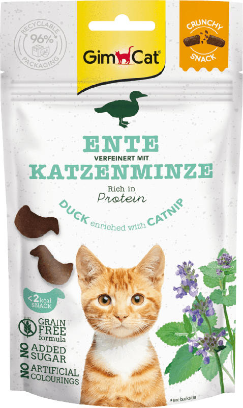 GIMCAT Katzenleckerli mit Ente & Katzenminze, Crunchy Snack