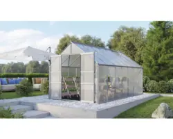 Gewächshaus Vitavia Meridian 2 11500 Hohlkammerplatten 4 mm 257x445 cm Aluminium
