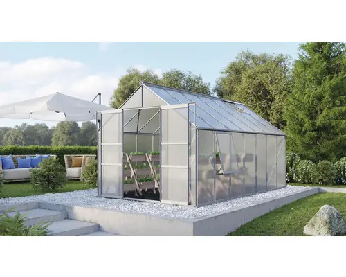 Gewächshaus Vitavia Meridian 2 11500 Hohlkammerplatten 4 mm 257x445 cm Aluminium