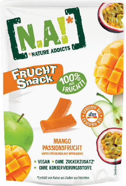 N.A! Fruchtsnack, Mango Passionsfrucht, Softe Stückchen auf Apfelbasis