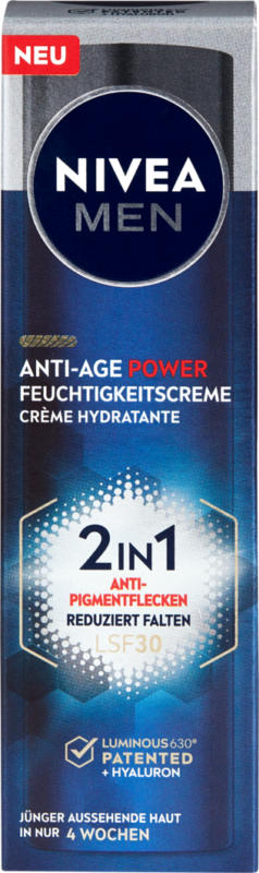 Crema Idratante anti-age Power Luminous 630® Nivea Men, anti-taches pigmentaires, FPS 30, 50 ml