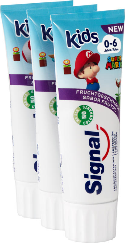 Dentifricio Signal Kids, 0-6, 3 x 75 ml