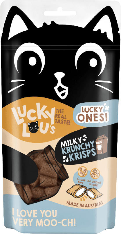 Lucky Lou Katzenleckerli Knusperkissen mit Milch, lucky ones