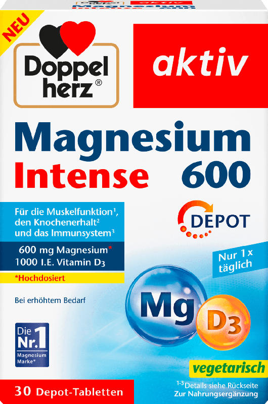 Doppelherz Magnesium Intense 600 + Vitamin D3 Tabletten 30 St