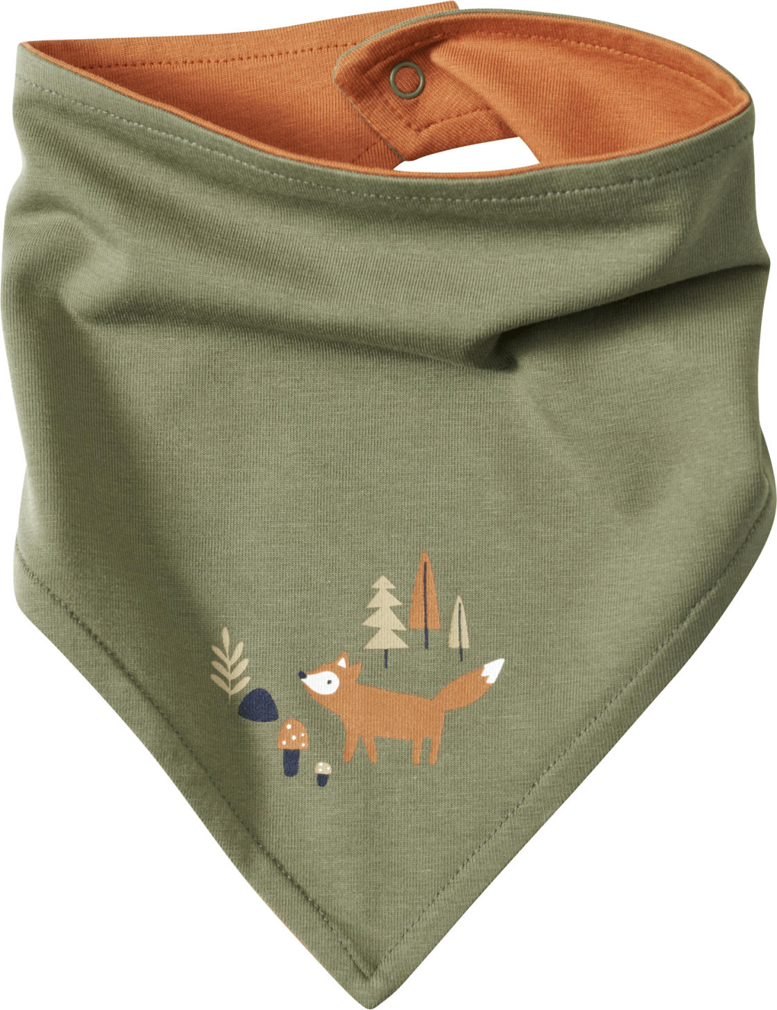 ALANA Halstuch zum Wenden mit Fuchs-Motiv, grün & orange