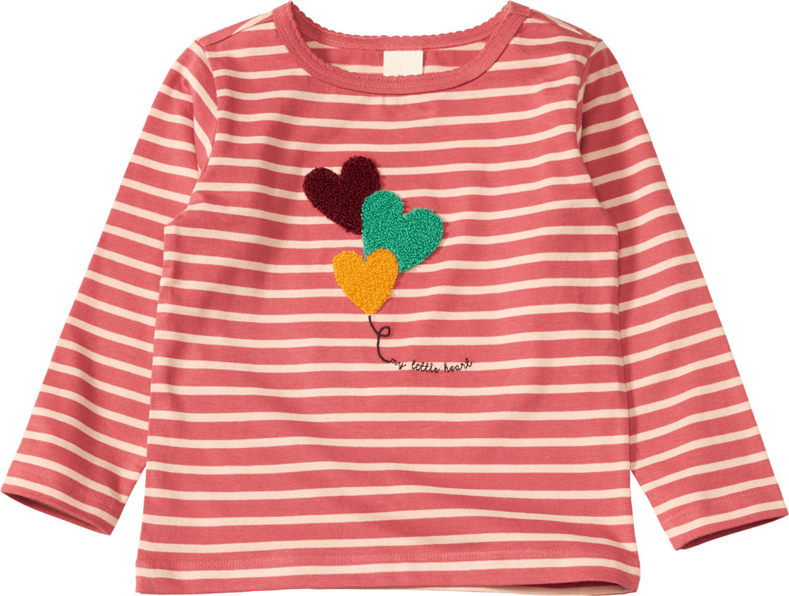 ALANA Langarmshirt mit Herz-Applikation, rosa, Gr. 98
