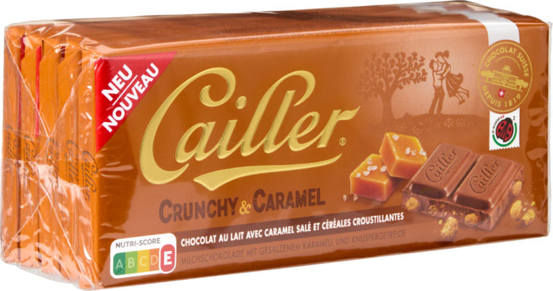 Tavoletta di cioccolata Crunchy Caramel Cailler, 5 x 100 g