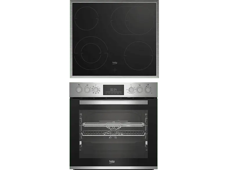 Beko BBUMA12320X Airfry, Herdset inkl. Kochfeld (Strahlungsheizungskochfeld, A+, 72 l)