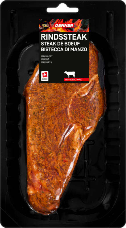 Bistecca di manzo BBQ Denner, marinata, ca. 200 g, per 100 g