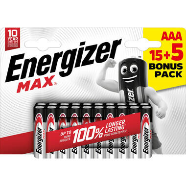 Energizer Batterie Max Micro (AAA), 15+5 Stk