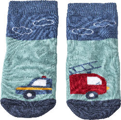 PUSBLU Stoppersocken mit Feuerwehrauto-Motiv, blau, Gr. 19/20